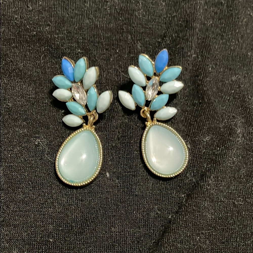 Blue and Silver Drop Earrings with Teardrop Design